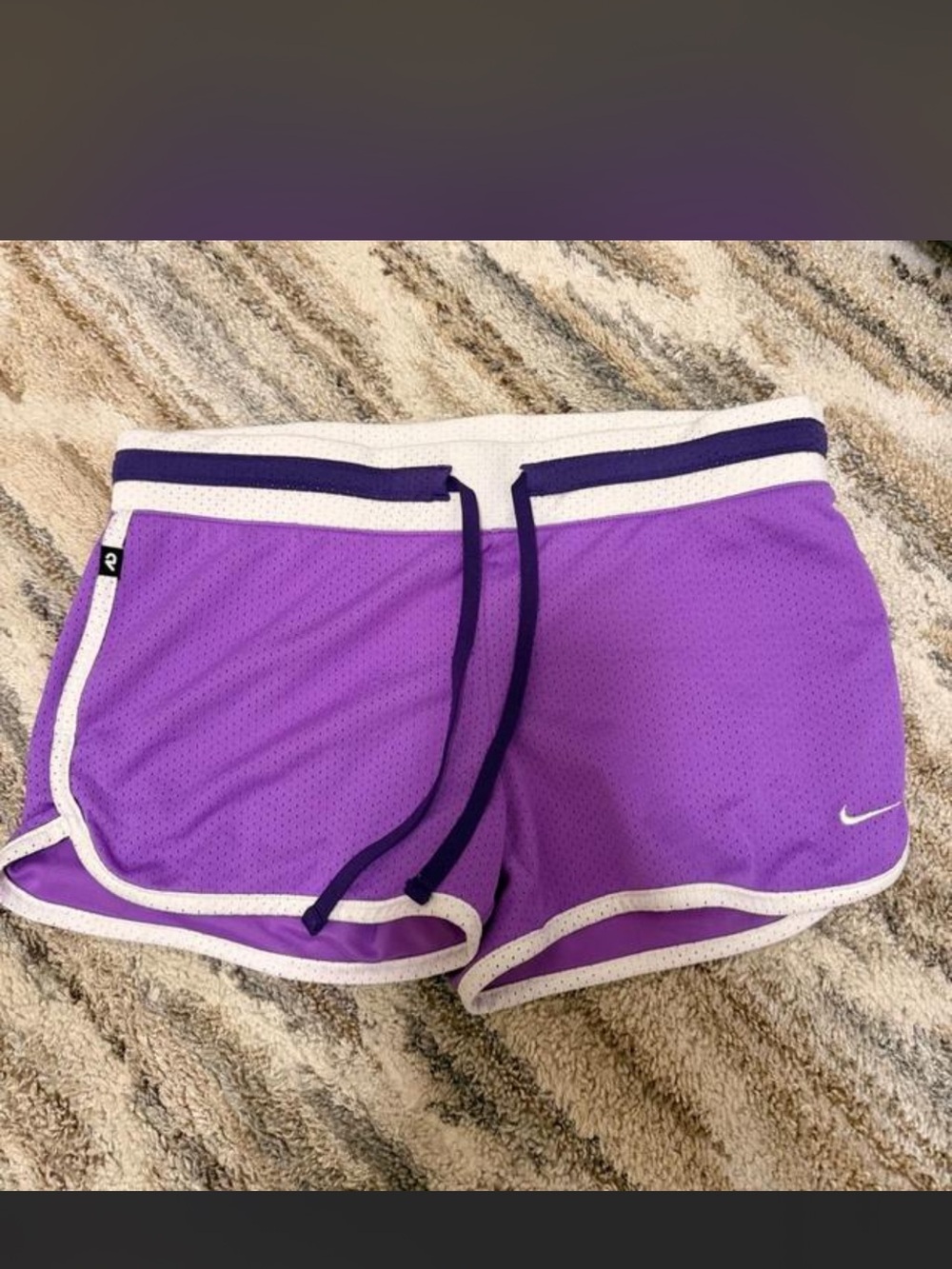 Nike Women’s Purple Athletic Mesh Shorts with White Trim